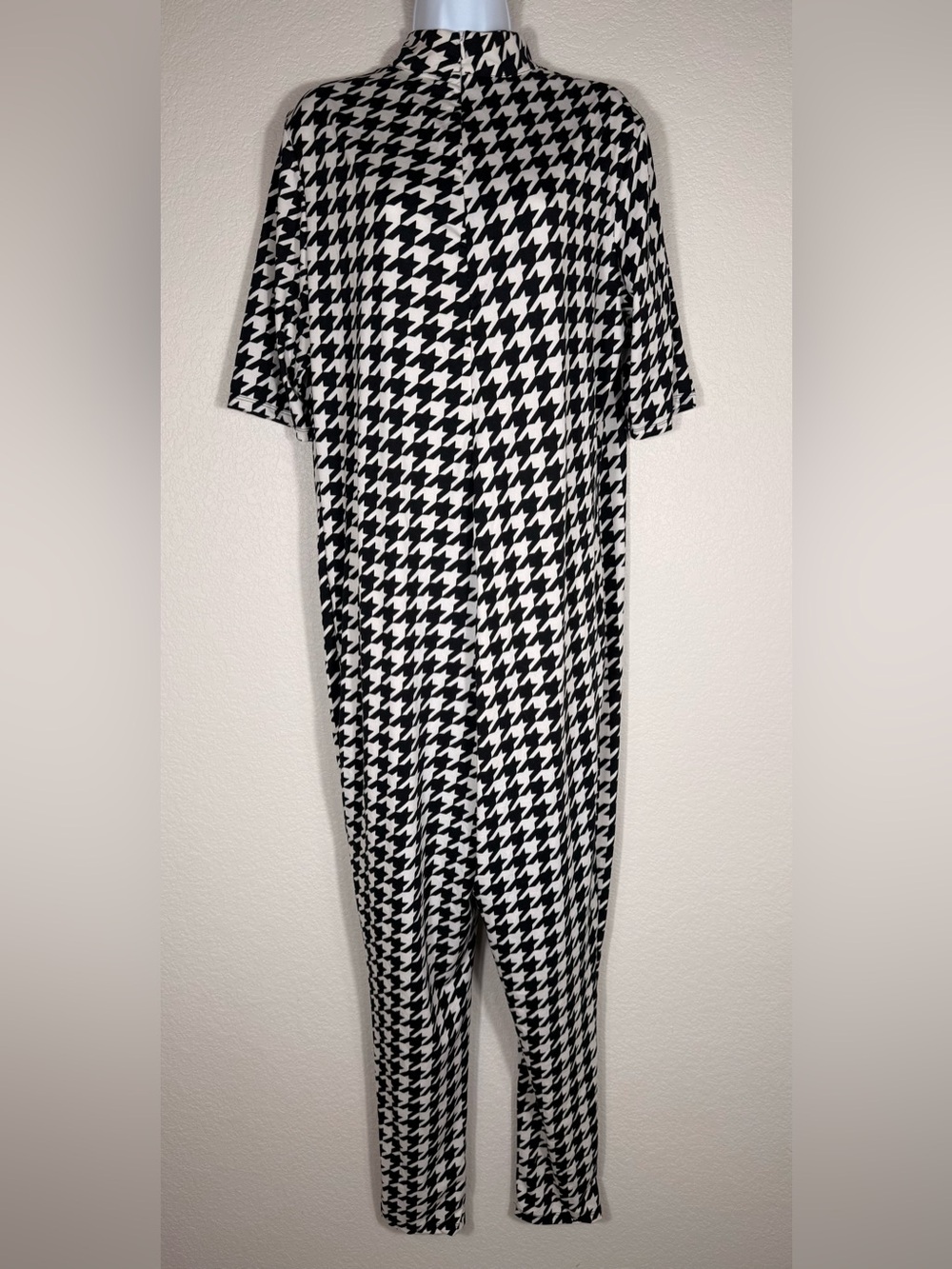 Ashley Stewart Black and White Houndstooth Jumpsuit